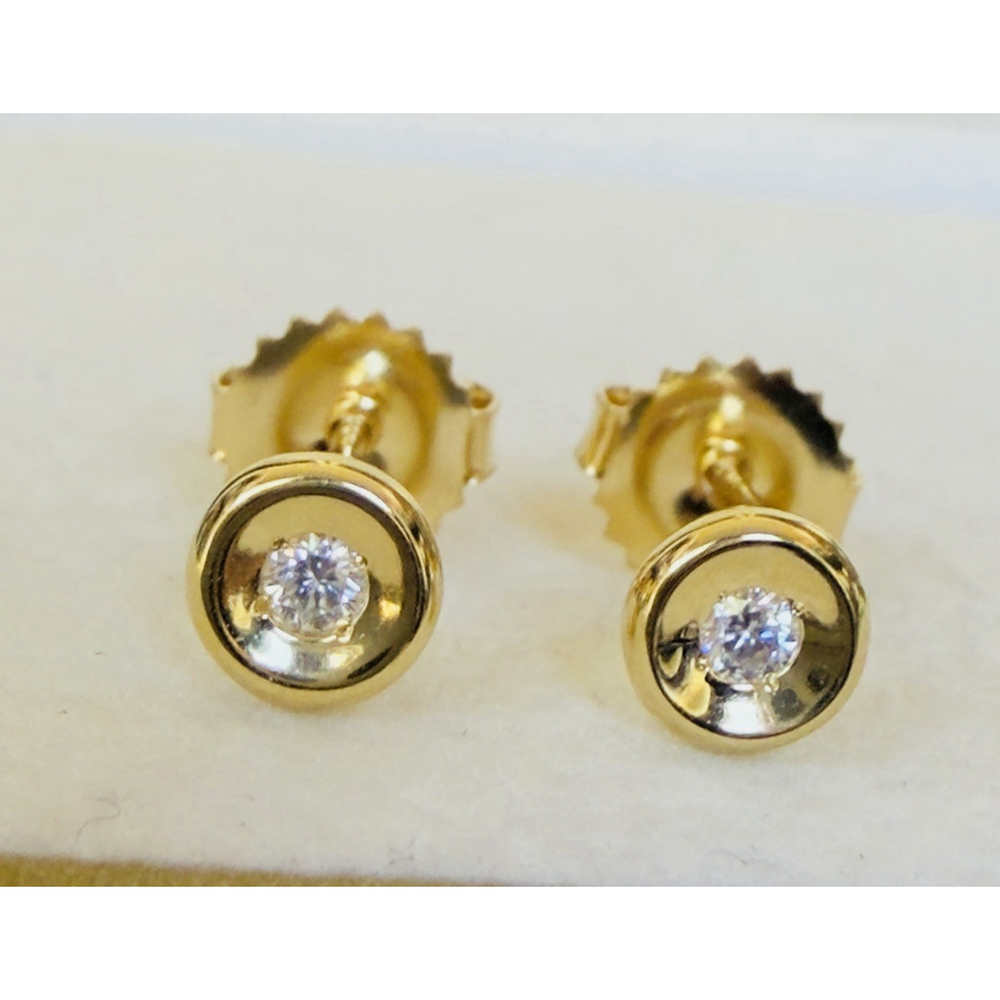 Roberto Coin Rubi & 0.08ctw Diamond Bezel 18k Yellow Gold Stud Earrings